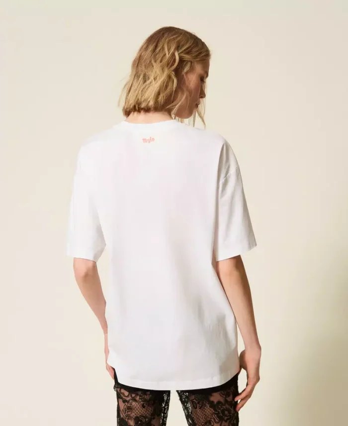 ACTITUDE MYFO oversize T-shirt with print and embroidery White - Image 4