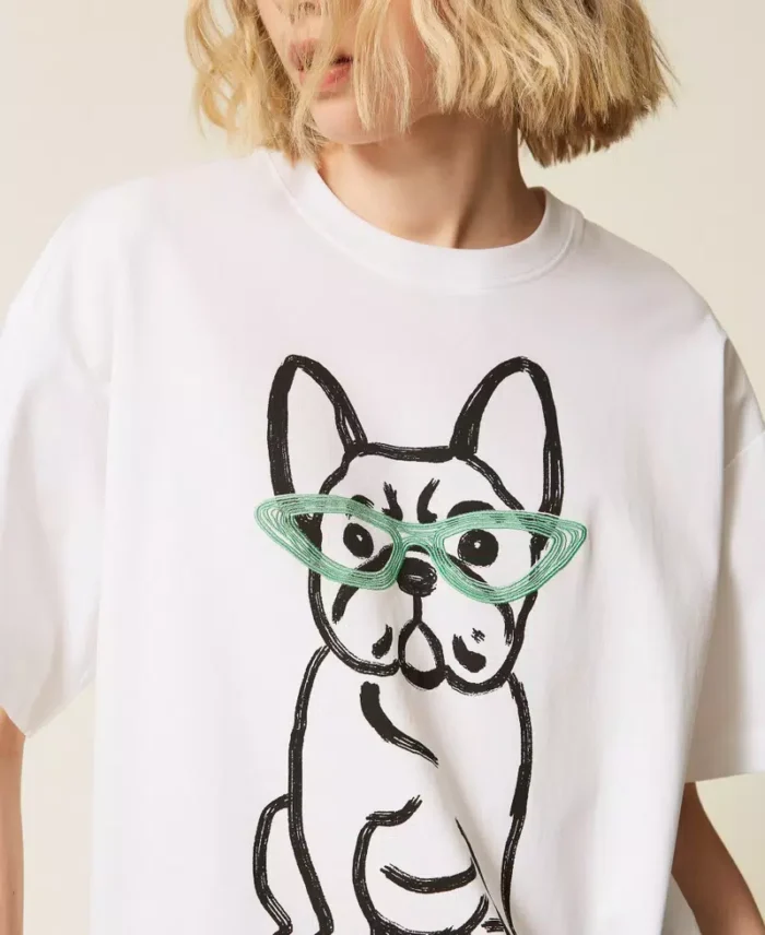 ACTITUDE MYFO oversize T-shirt with print and embroidery White - Image 2