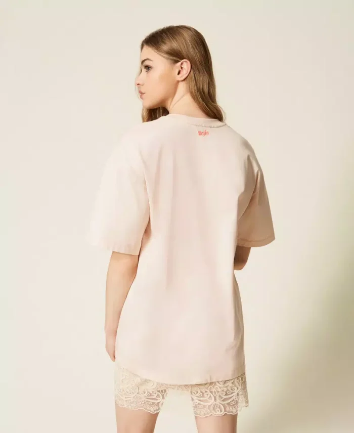 ACTITUDE MYFO oversize T-shirt with print and embroidery Pink - Image 4