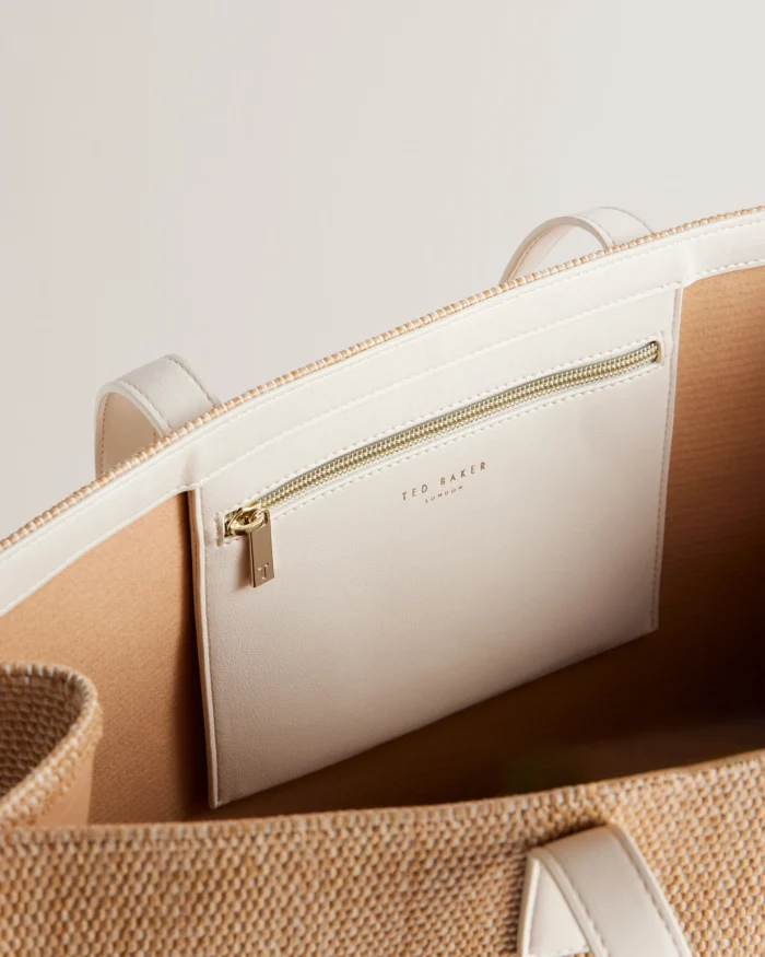 TED BAKER Pallmer Large Icon Raffia Bag Natural - Image 2