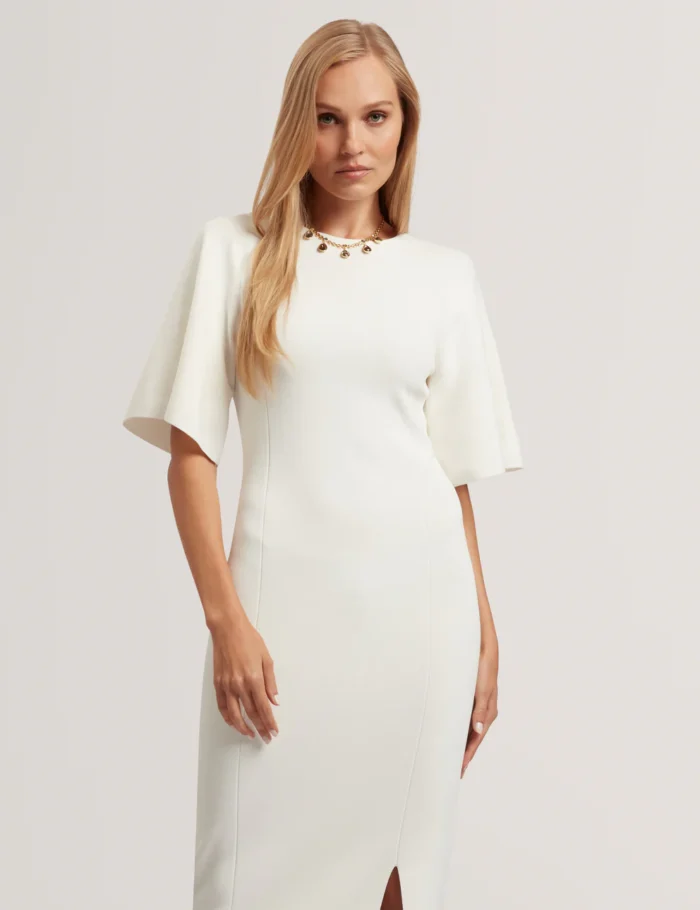 TED BAKER Aedna Bodycon Knit Dress Ivory - Image 2