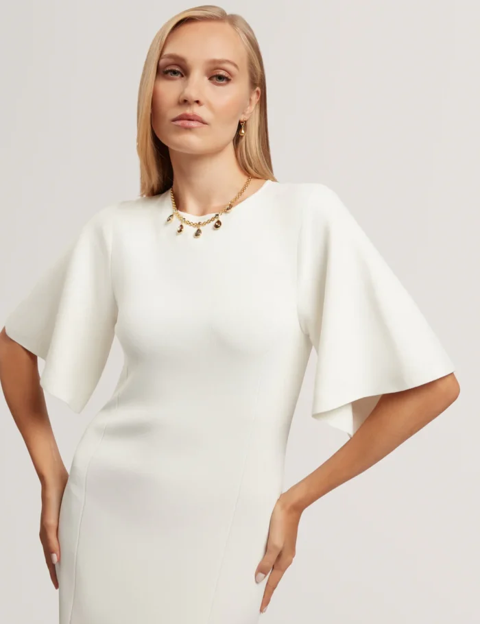 TED BAKER Aedna Bodycon Knit Dress Ivory - Image 6