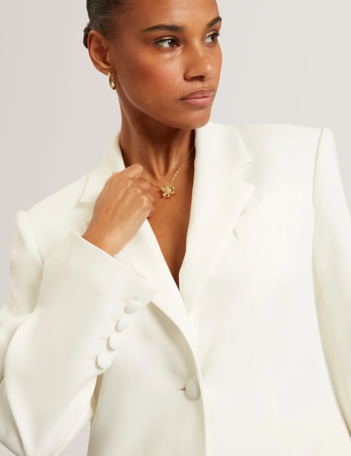 TED BAKER Single Breasted Hourglass Tailored Blazer Ivory - Image 2