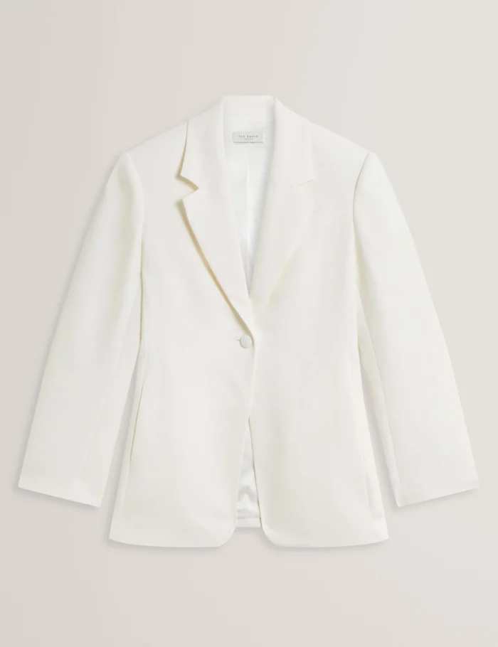 TED BAKER Single Breasted Hourglass Tailored Blazer Ivory - Image 7