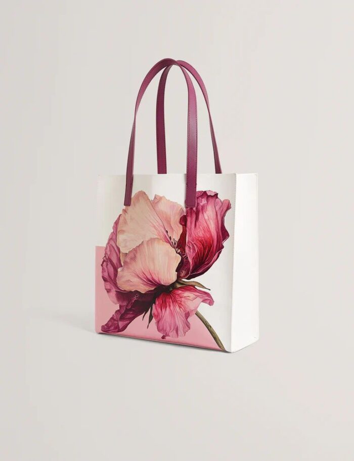 TED BAKER Shilva Printed Flower Medium Bag Ivory - Image 3