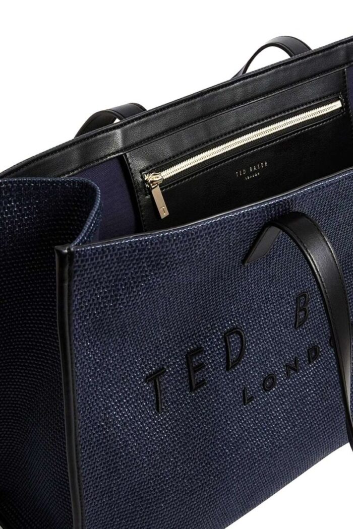 TED BAKER Pallmer Large Icon Raffia Bag Navy - Image 2