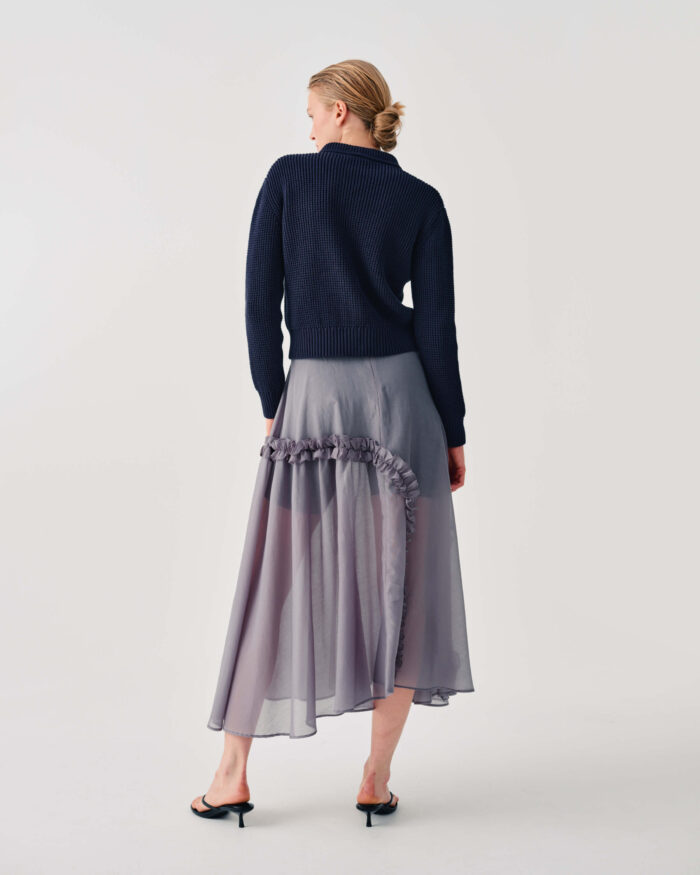 BEATRICE Midi skirt with diagonal ruffle Paloma - Image 2