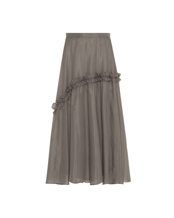 BEATRICE Midi skirt with diagonal ruffle Paloma - Image 3