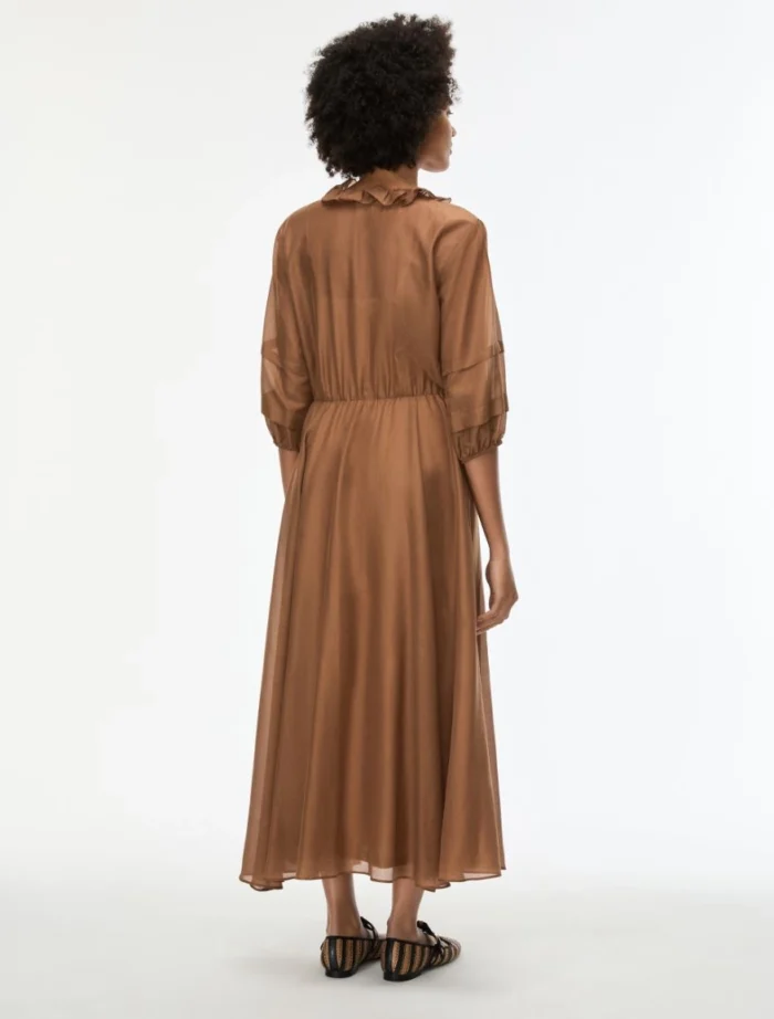 i BLUES Long silk-blend dress Cocoa - Image 4