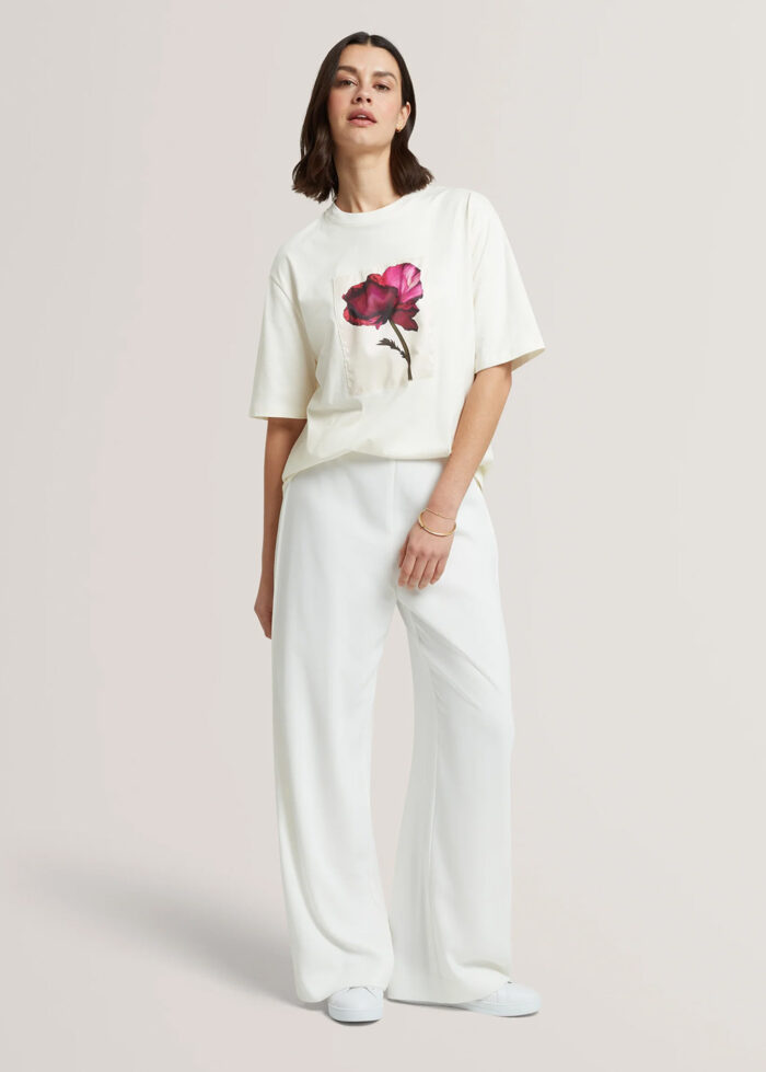 TED BAKER T-shirt With Floral Print Ecru - Image 4