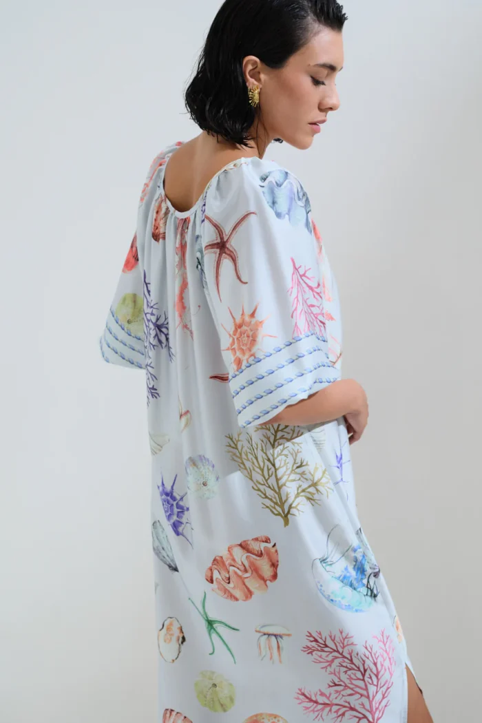 CHICARD Shell print dress Soft blue - Image 5