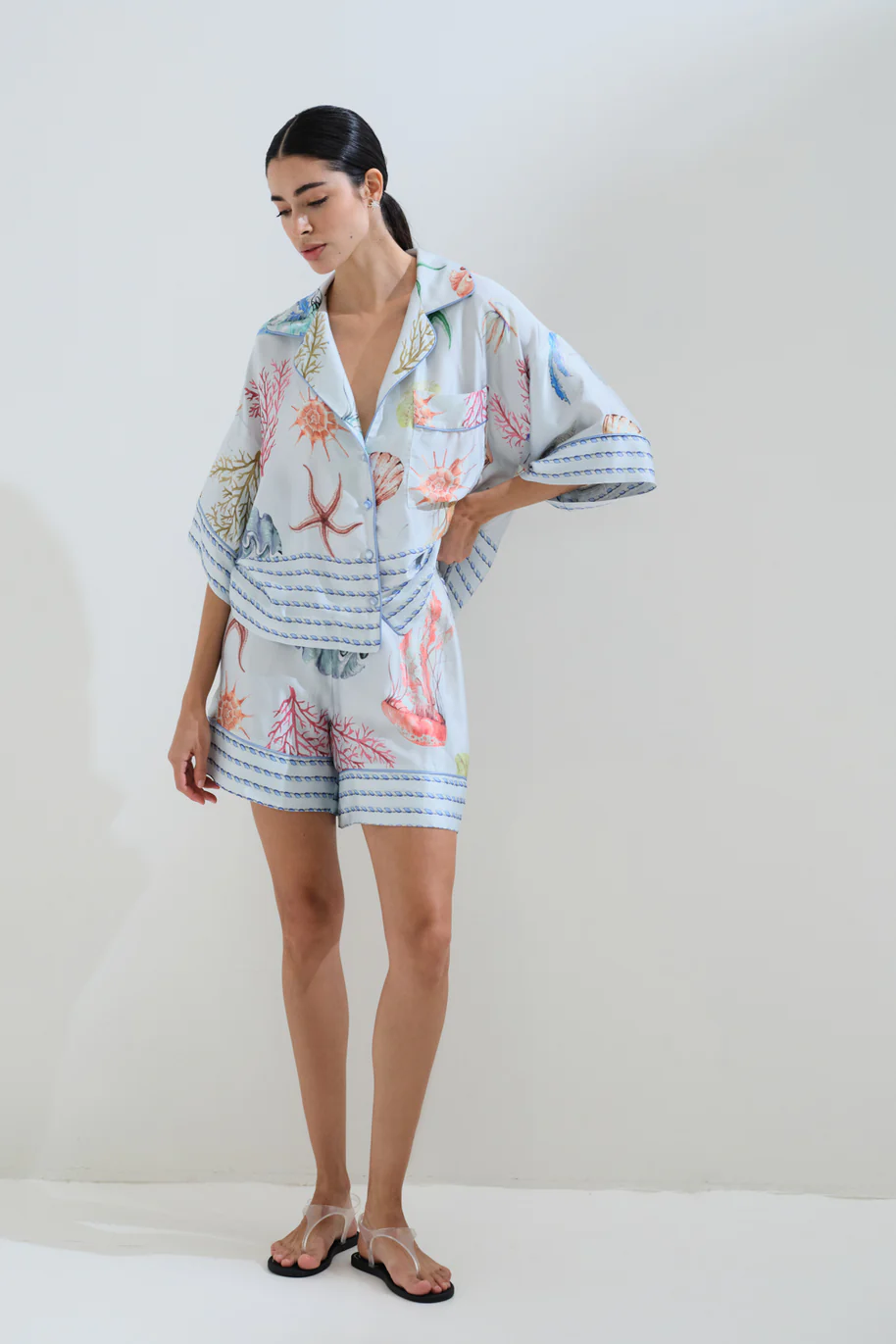 CHICARDSUMMER2614364 CHICARD Shell printed shorts Soft blue - Image 1