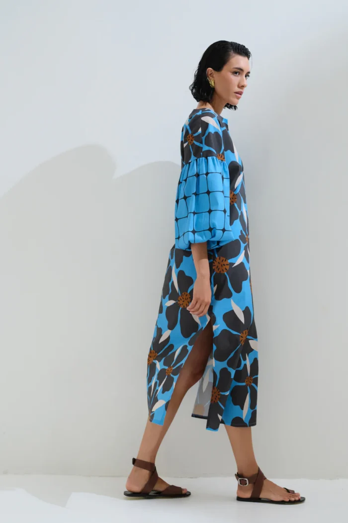 CHICARD  Floral plaid dress Blue - Image 2