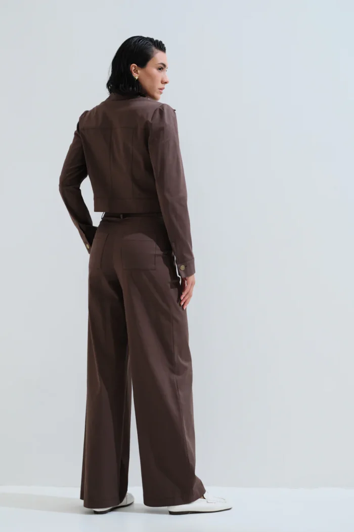 CHICARD Classic wide leg trousers Brown - Image 3