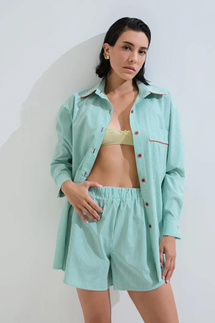 CHICARD Long striped shirt Green - Image 3