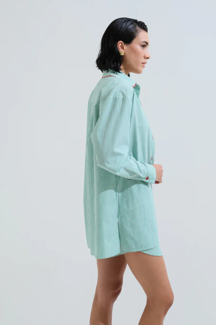 CHICARD Long striped shirt Green - Image 2