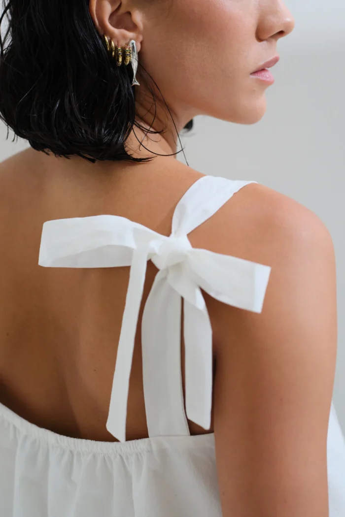 CHICARD Short balloon blouse White - Image 4