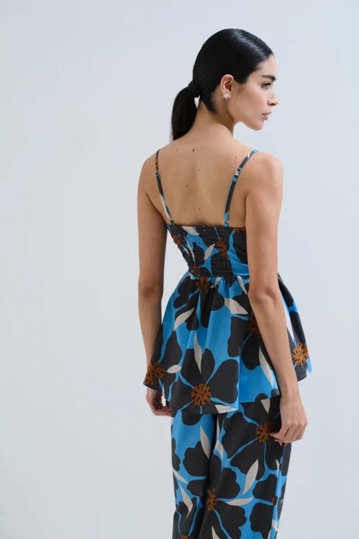 CHICARD  Blouse flowers Blue - Image 3