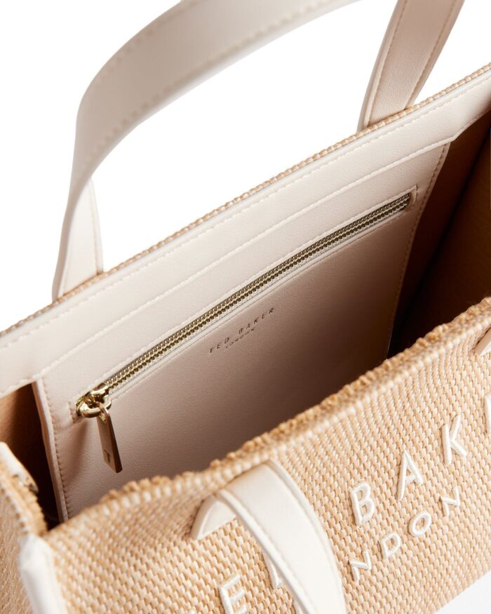 TED BAKER Paolina Faux Raffia Small Icon Bag Ivory - Image 2