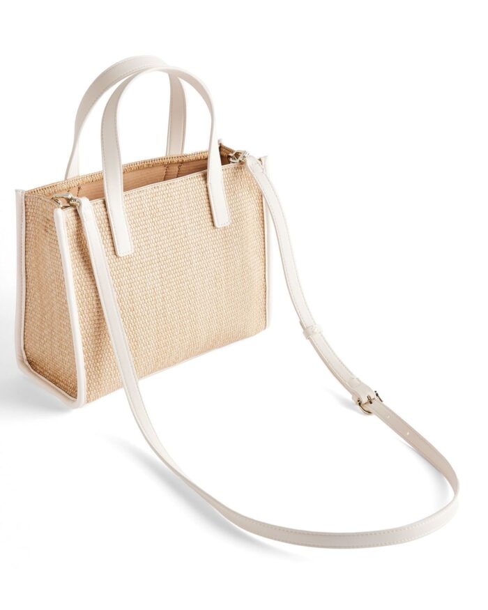 TED BAKER Paolina Faux Raffia Small Icon Bag Ivory - Image 3