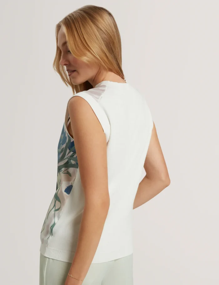 TED BAKER Pavonia Printed Woven Front Tank Top Pink - Image 4