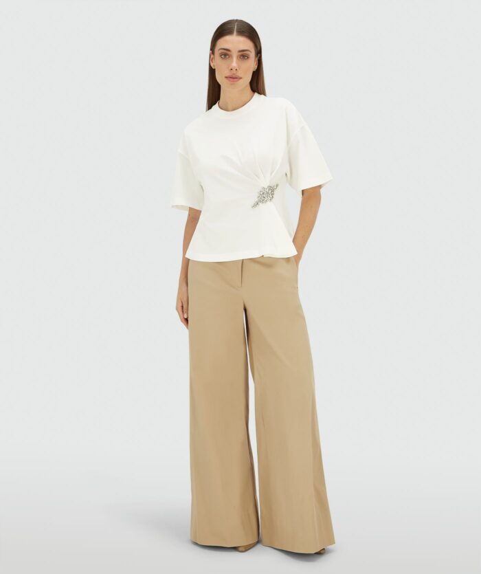 JOSH-V DACEY regular fit T-shirt with rhinestones Off white - Image 7