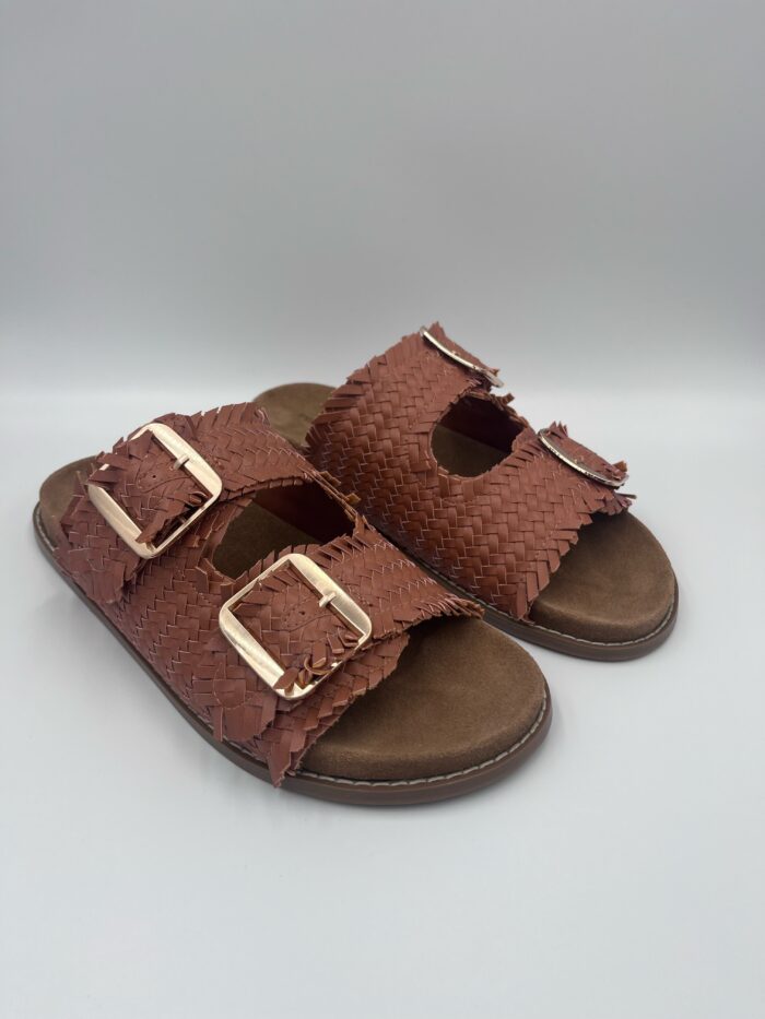 PENNY BLACK Buckle-detail Woven Sandals Cuoio - Image 2