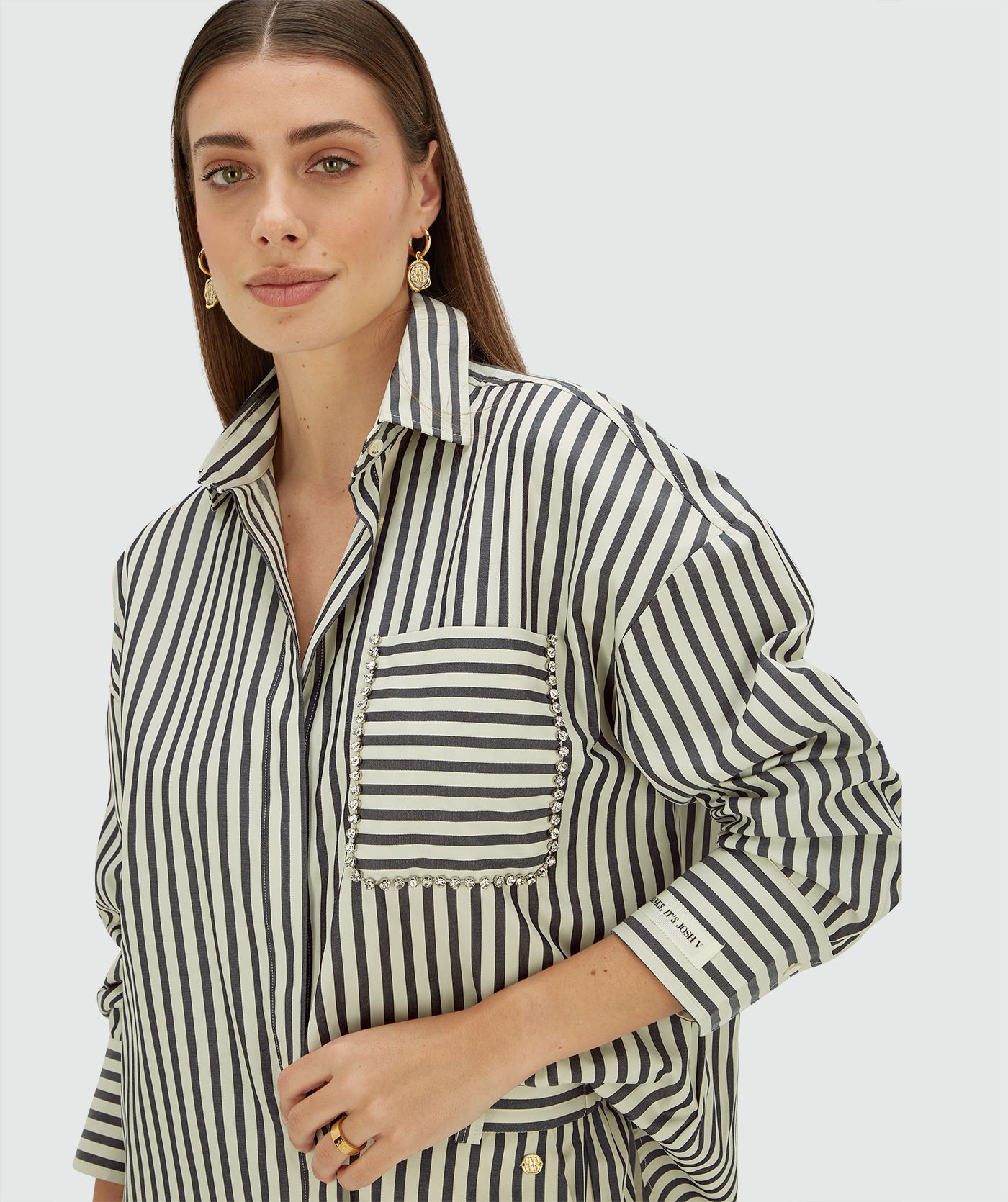 lexx_dark-blue-stripe_jv-2603-0104-629_summer-26-drop-1_bm_103 JOSH-V LEXX oversized striped blouse Dark blue stripe - Image 1
