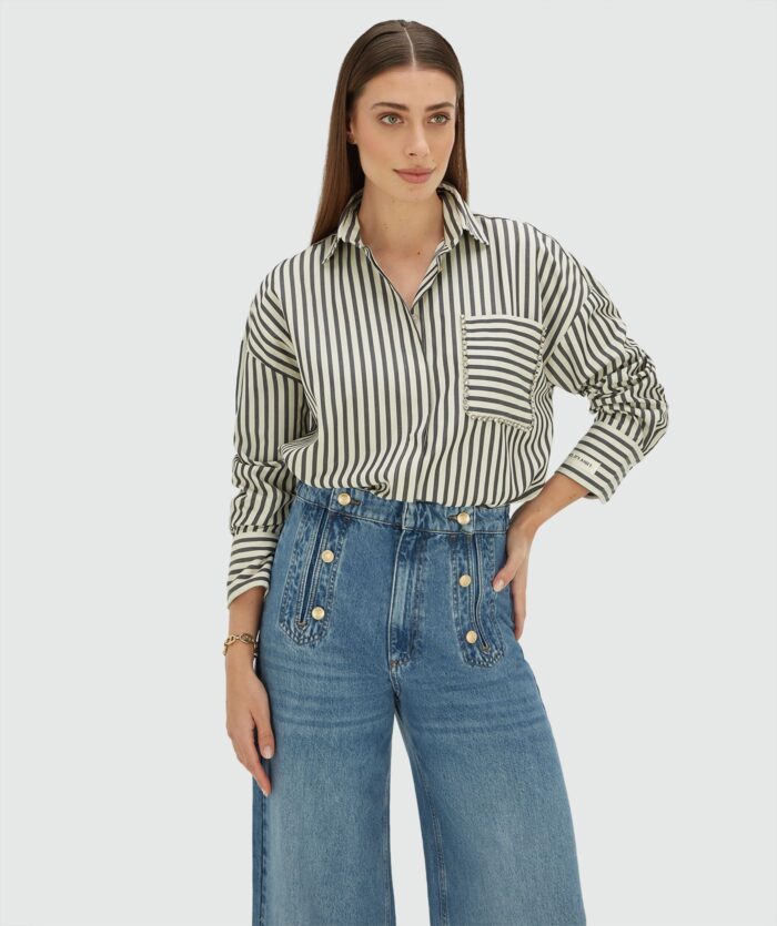 JOSH-V LEXX oversized striped blouse Dark blue stripe - Image 5