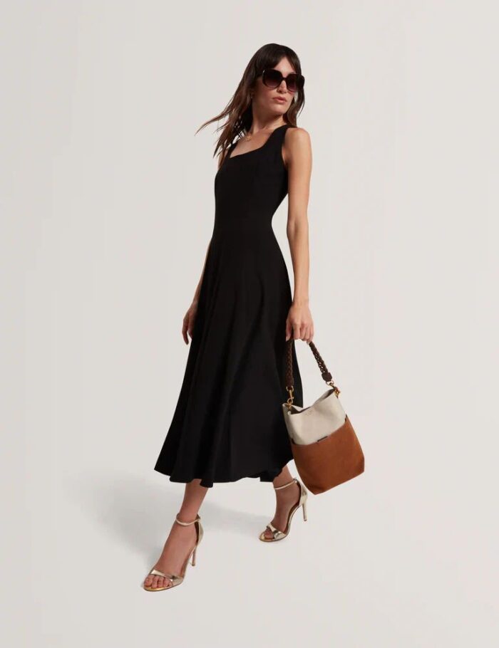 TED BAKER Sorien Woven Handle Medium Bucket Bag Tan - Image 4