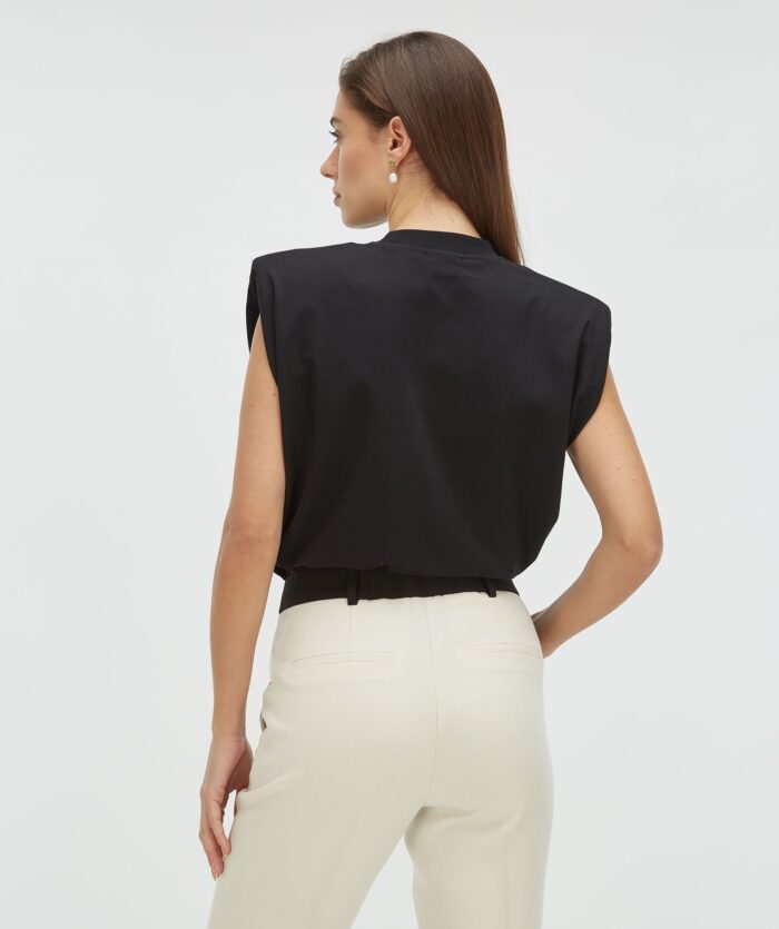 JOSH-V SUE regular fit T-shirt with shoulder pads Black - Image 4