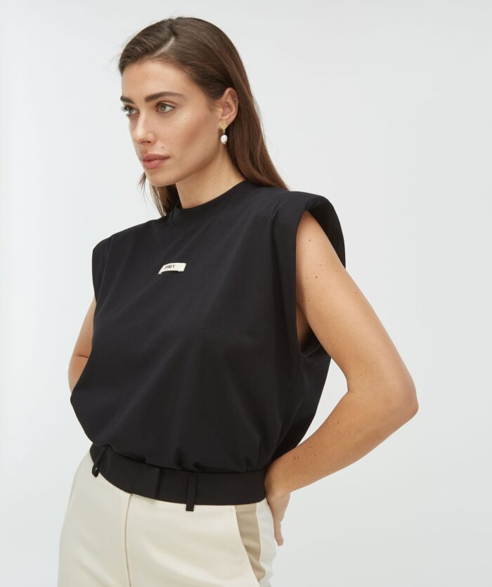 JOSH-V SUE regular fit T-shirt with shoulder pads Black - Image 2