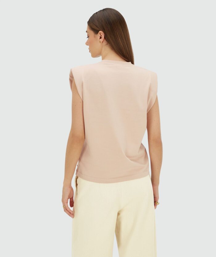 JOSH-V SUE regular fit T-shirt with shoulder pads Dusty pink - Image 3