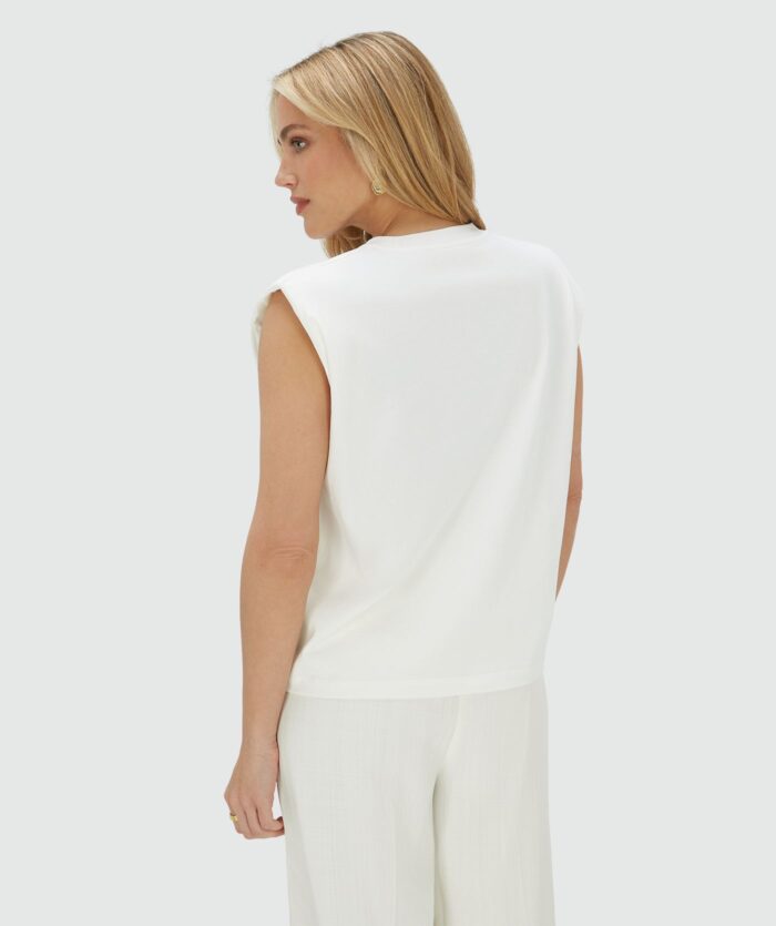JOSH-V SUE T-shirt with shoulder padding Off white - Image 3