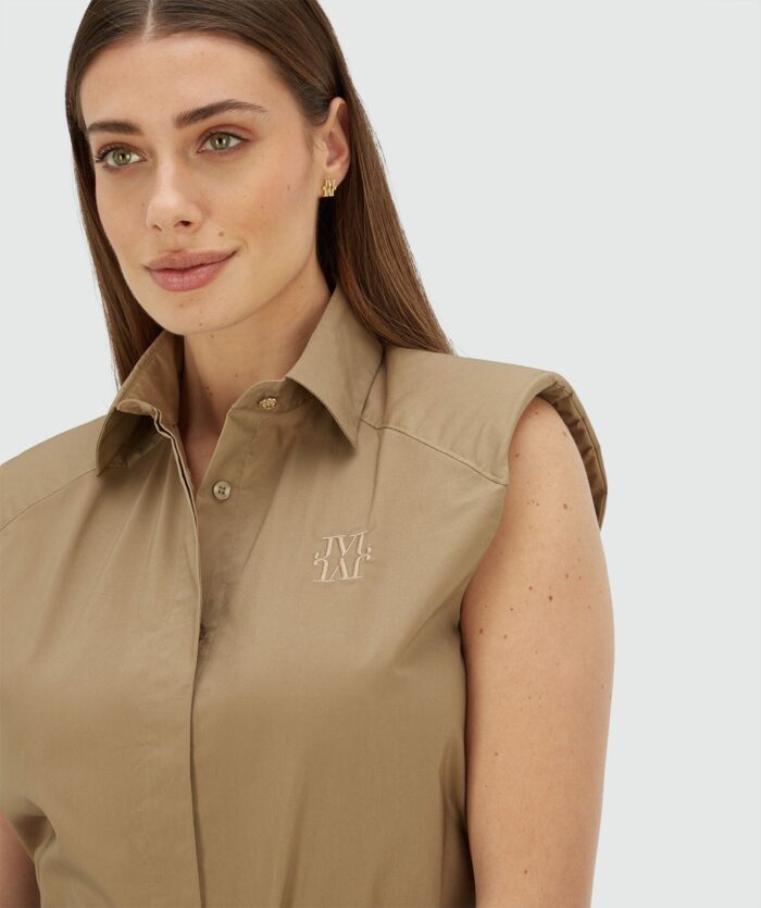 JOSH-V SUSIE straight fit blouse Light khaki - Image 2