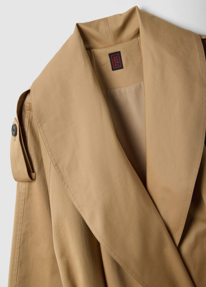 STEFANEL Oversized stretch cotton blend trench coat Beige - Image 5