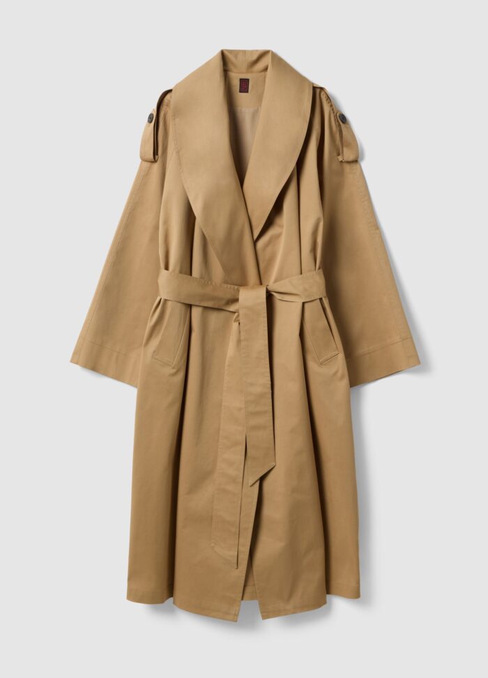 STEFANEL Oversized stretch cotton blend trench coat Beige - Image 6