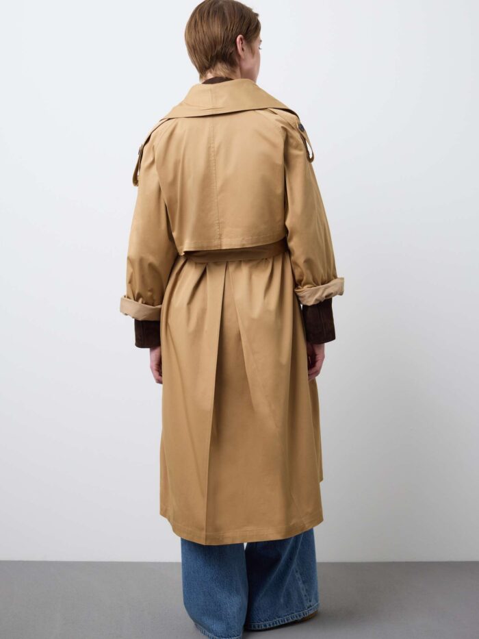 STEFANEL Oversized stretch cotton blend trench coat Beige - Image 4