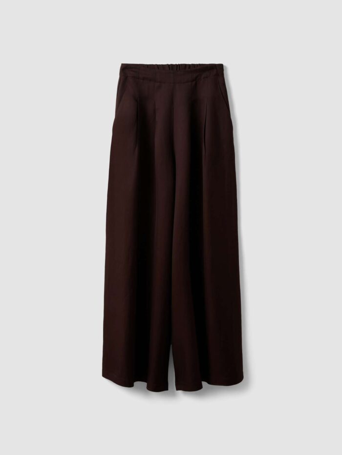 STEFANEL Palazzo trousers in a regular fit linen and viscose blend Brown - Image 6