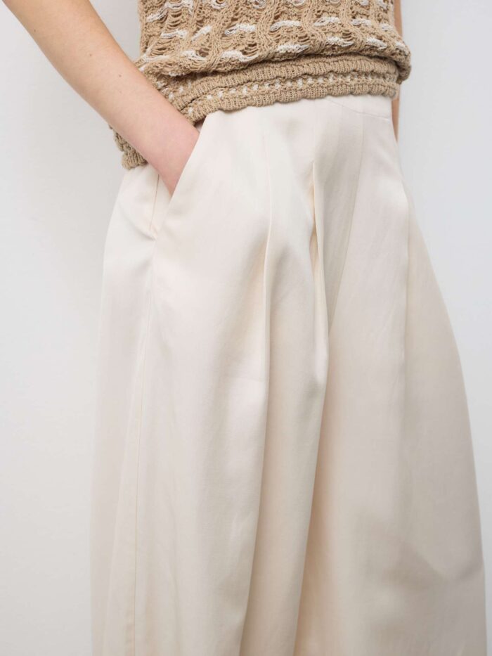 STEFANEL Palazzo trousers in a regular fit linen and viscose blend Beige - Image 3
