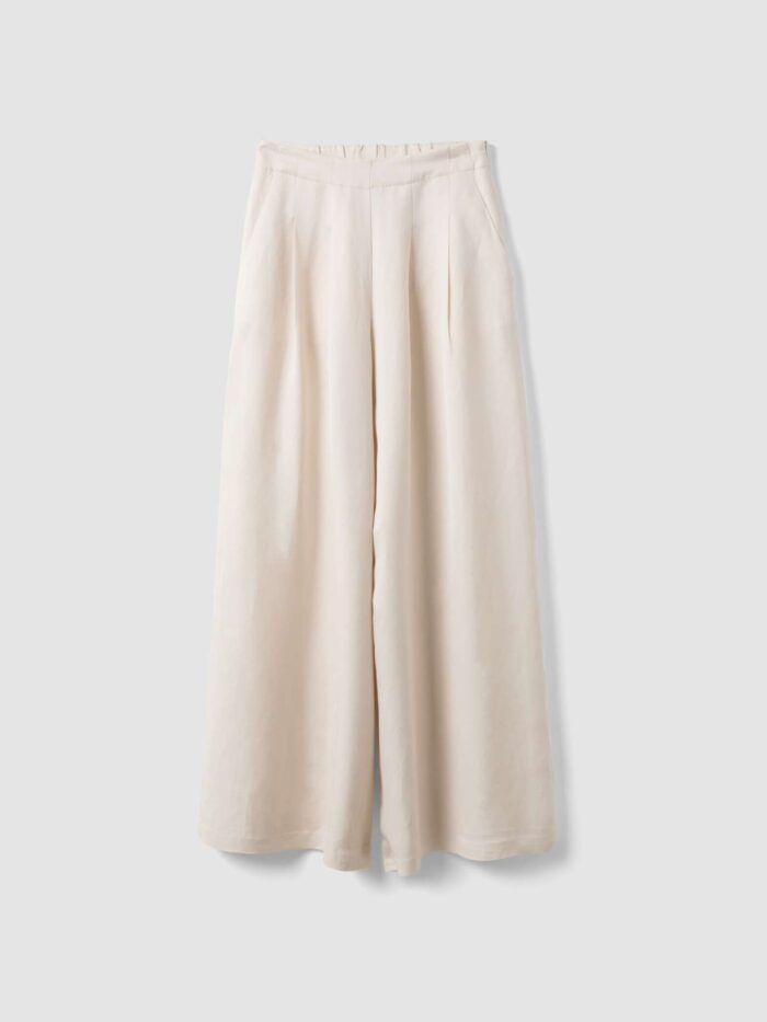 STEFANEL Palazzo trousers in a regular fit linen and viscose blend Beige - Image 6