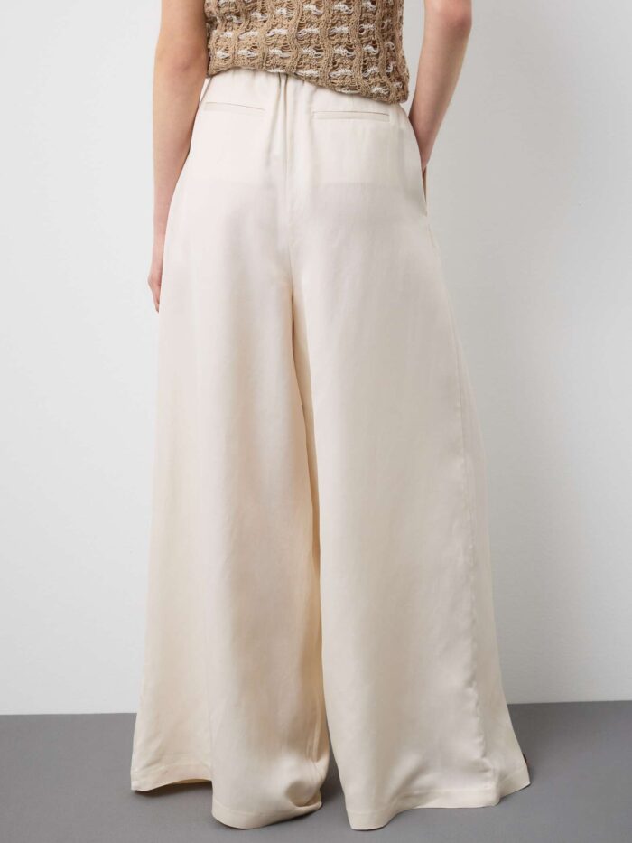 STEFANEL Palazzo trousers in a regular fit linen and viscose blend Beige - Image 4