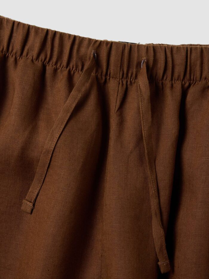 STEFANEL Wide-leg pure linen joggers Brown - Image 6