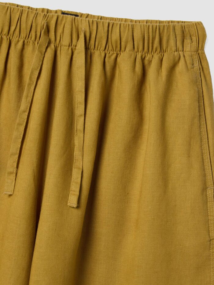 STEFANEL Wide-leg pure linen joggers Yellow - Image 4