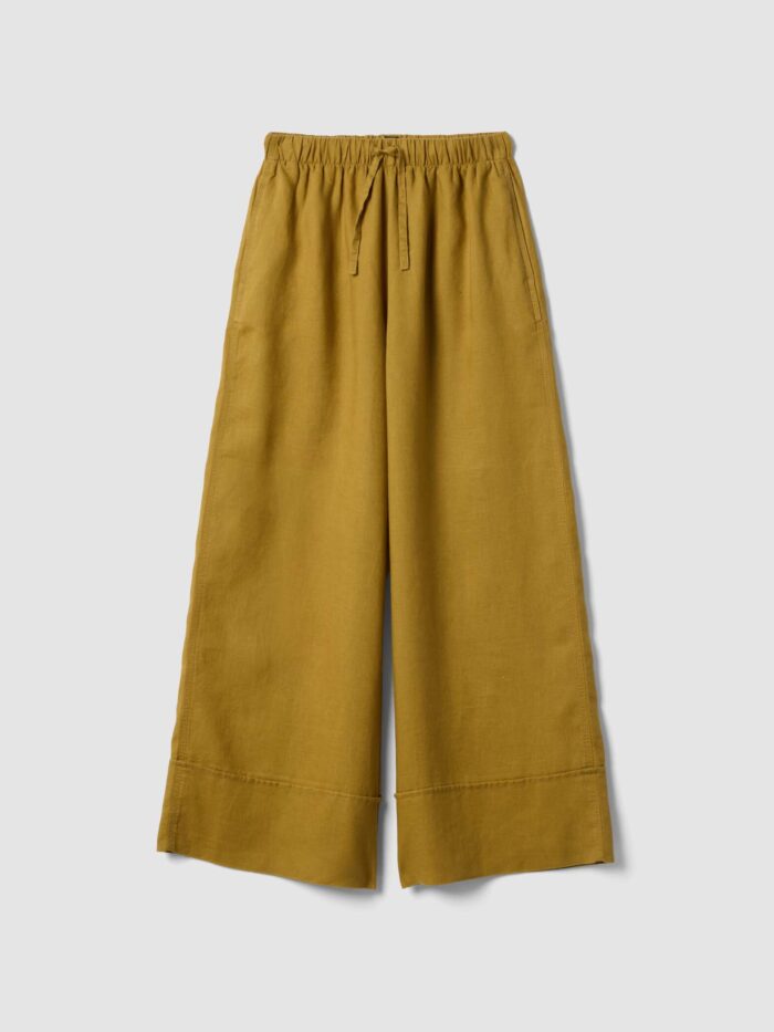 STEFANEL Wide-leg pure linen joggers Yellow - Image 6