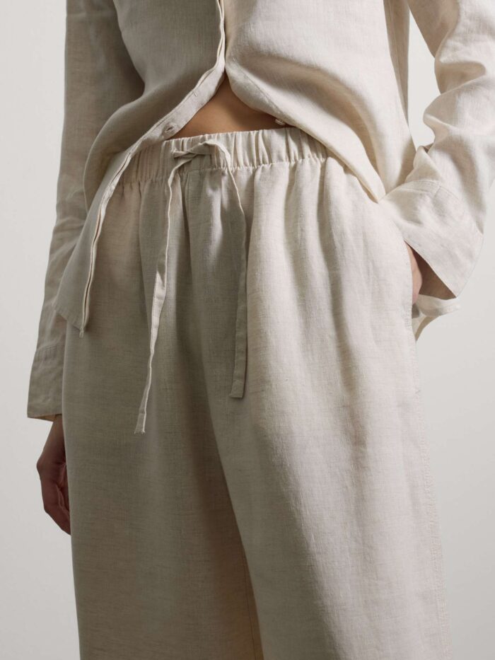 STEFANEL Wide-leg pure linen joggers White - Image 2