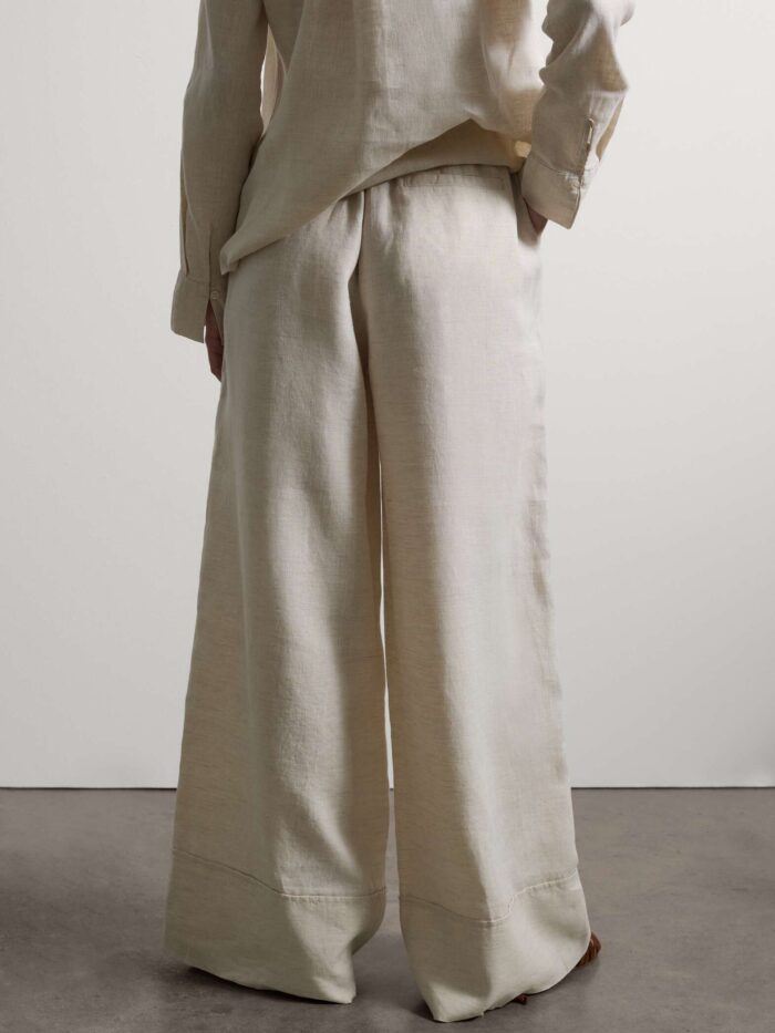 STEFANEL Wide-leg pure linen joggers White - Image 4