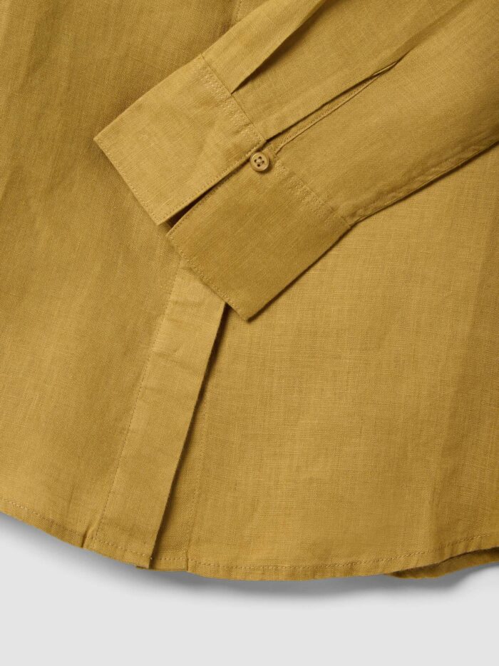 STEFANEL Regular fit pure linen long-sleeved shirt Yellow - Image 2