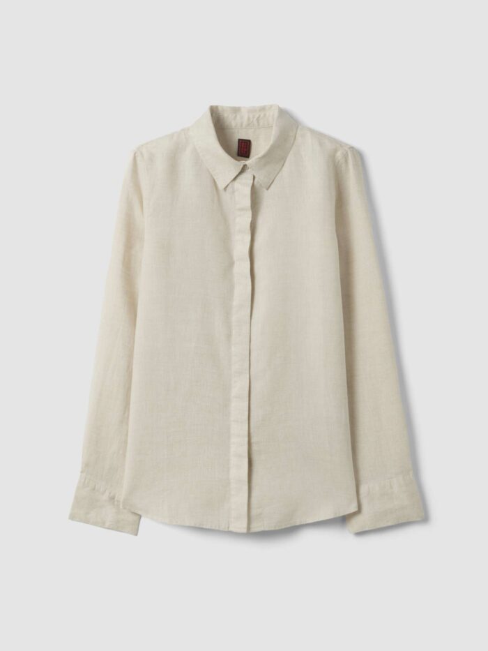 STEFANEL Regular fit pure linen long-sleeved shirt White - Image 6