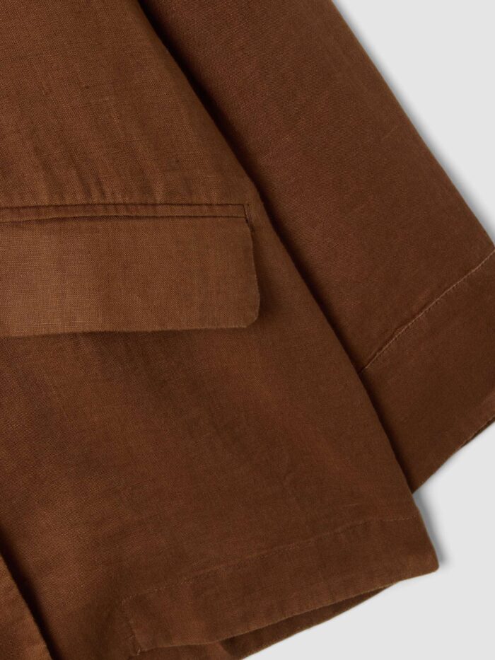 STEFANEL Regular fit pure linen blazer Brown - Image 5